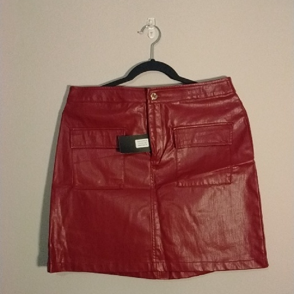 Beet Red Leather Skirt